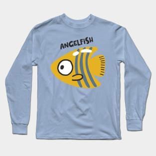 Cartoon Angelfish Illustration Long Sleeve T-Shirt